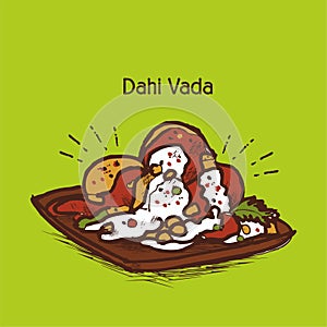 Indian snack dahi vada vector illustration photo