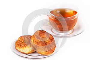 Curd pancake and tea