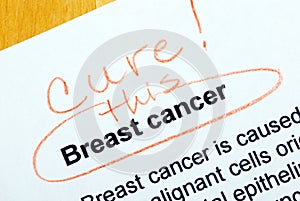 'Cure this' breast cancer text photo