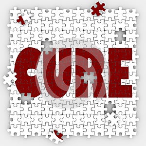 Cure Word Puzzle Piece Hole Medicine Treatment Healing Research