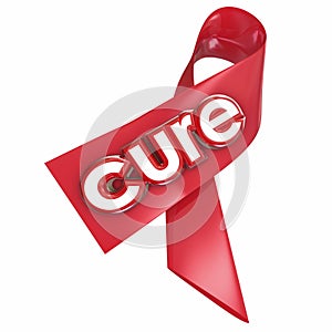 Cure Word Red Ribbon Find Remedy Disease Ending Pain Curing Prob