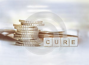 Cure word from wooden blocks photo