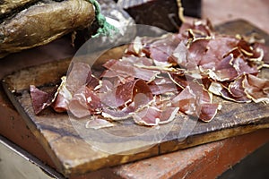 Cured ham cut photo