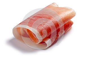 Cured meat ham jamon slice rolled up, paths