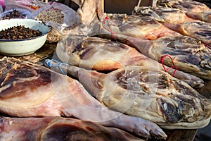 Cured meat sold at market in China