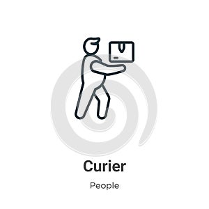 Curier outline vector icon. Thin line black curier icon, flat vector simple element illustration from editable people concept