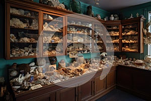 curio shop with display of beachcombing treasures and other curiosities