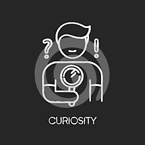 Curiosity chalk white icon on black background