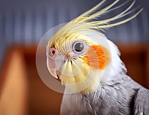 Curiosity and Companionship: Cockatiel\'s Vibrant Plumage and Inquisitive Gaze