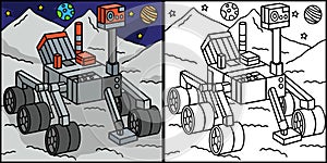 Curiosity Mars Rover Coloring Page Illustration
