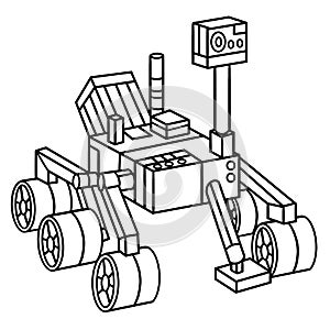 Curiosity Mars Rover Isolated Coloring Page