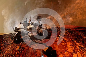 Curiosity rover. Planet Mars. Elements of this image furnished by NASA