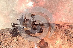 Curiosity rover. Planet Mars. Elements of this image furnished by NASA