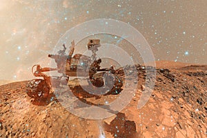 Curiosity rover. Planet Mars. Elements of this image furnished by NASA