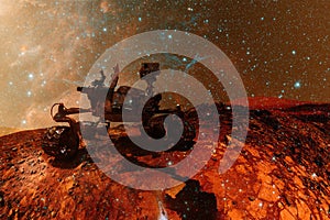 Curiosity rover. Planet Mars. Elements of this image furnished by NASA