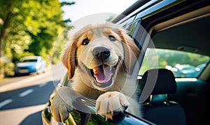 A Curious Canine Enjoying the Windy Ride