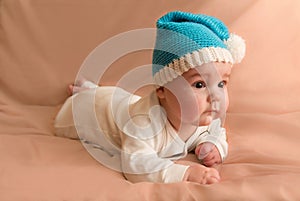 Curious child in blue cap