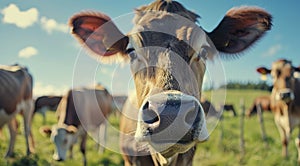 Curious Cow in a Sunny Pasture