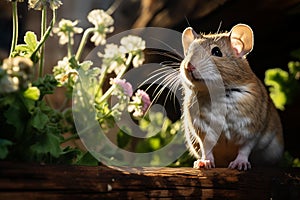 Curious Degu Explores Enchanting Mossy Haven