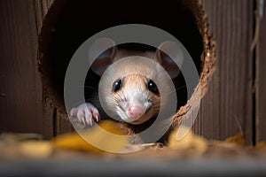 Curious Ferret Peeking Through Rustic Wall Hole