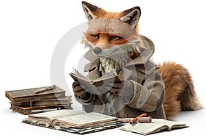 A Curious Fox Reading a Book