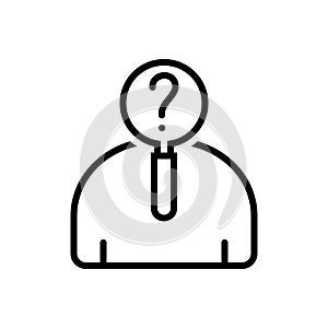 Black line icon for Curious, agog and eager