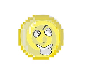 Curious internet meme illustration of Pixel art golden coin