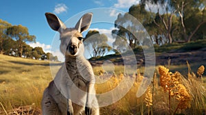 Curious Kangaroo in Australian Outback