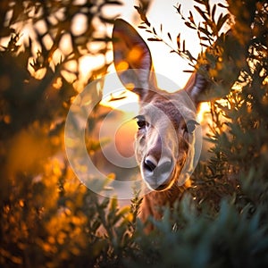 Curious Kangaroo at Sunset