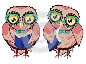 Curious Owl in Teal Glasses