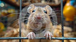 Curious Rodent in Cage