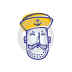 Curious Sailor Face doodle funky playful illustration