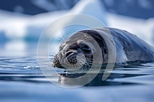 Curious Seal on Ice Floe in Antarctica