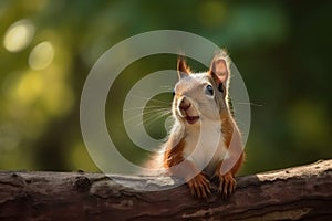 Curious squirrel branch. Generate Ai