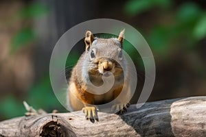 Curious squirrel branch nut. Generate Ai