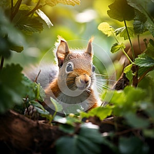 Curious Squirrel in Nature