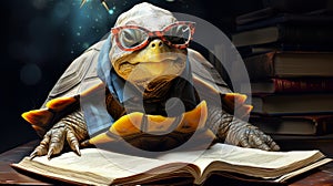 Curious Turtle Pondering Studious and Inquisitive