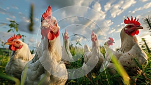 The curious white chickens.AI generated image