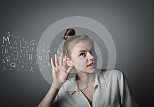 Curious woman in white