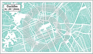 Curitiba Brazil City Map in Retro Style. Outline Map