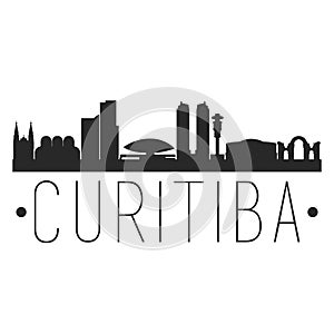 Curitiba Brazil. City Skyline. Silhouette City. Design Vector. Famous Monuments.