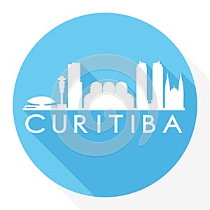 Curitiba Brazil Flat Icon Skyline Silhouette Design City Vector Art Round Logo.