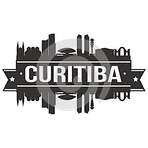 Curitiba Brazil South America Icon Vector Art Design Skyline Flat City Silhouette Editable Template