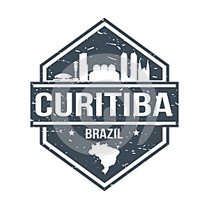 Curitiba Brazil Travel Stamp Icon Skyline City Design Tourism Badge. Seal Passport Vector.