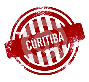 Curitiba - Red grunge button, stamp