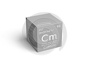 Curium. Actinoids. Chemical Element of Mendeleev\'s Periodic Table. 3D illustration