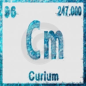 Curium Chemical Element Blue on White