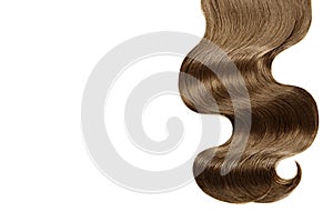 Curl brown hair on white background wavy curl