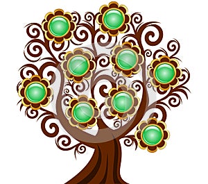 Curl tree with flower buttons