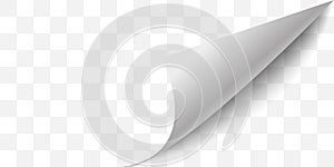 Curled corner paper page. Curl flip peel sheet of paper. Vector illustration